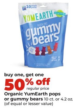 Organic YumEarth pops or gummy bears
