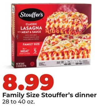Family Size Stouffer's dinner