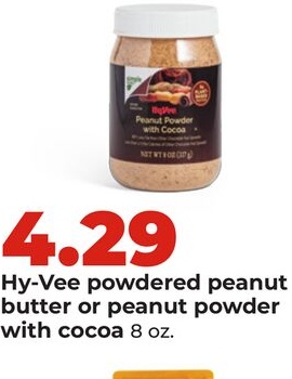 Hy-Vee powdered peanut butter or peanut powder with cocoa