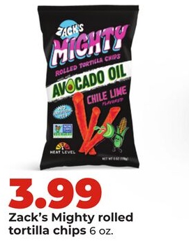 Zack's Mighty rolled tortilla chips