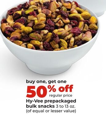 Hy-Vee prepackaged bulk snacks