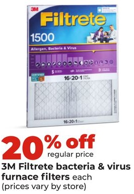 3M Filtrete bacteria & virus furnace filters