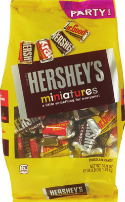 Hershey's 12.48-73.54 oz, Butterfinger & Co. 32.4-37.2 oz, Mars 19.49- 66.4 oz seasonal large, jumbo, giant or Halloween candy big bags 20.4-55.7 oz.