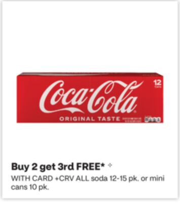 ALL soda 12-15 pk. or mini cans 10 pk.