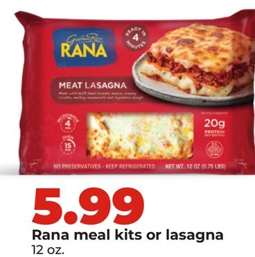 Rana meal kits or lasagna