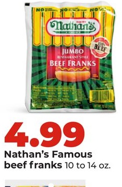 Nathan's Famous beef franks