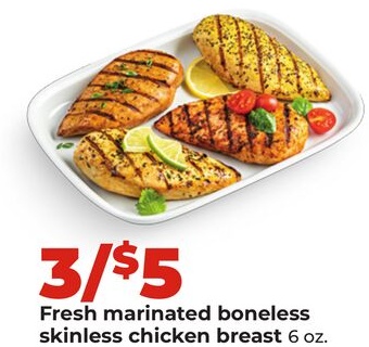 Fresh marinated boneless skinless chicken breast