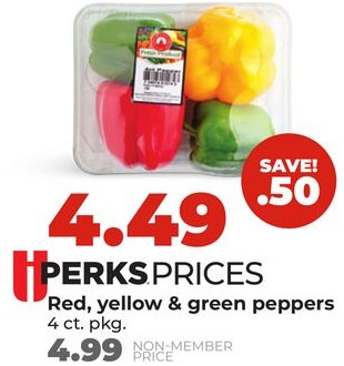 Red, yellow & green peppers