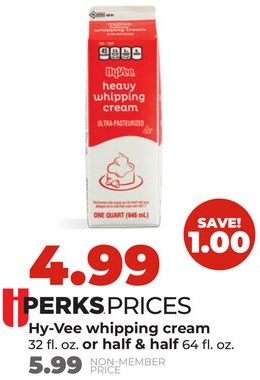 Hy-Vee whipping cream