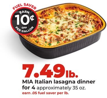 MIA Italian lasagna dinner