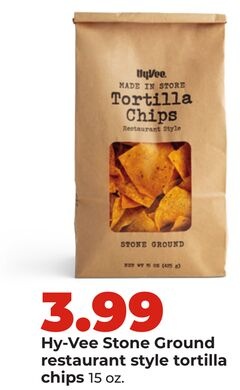 Hy-Vee Stone Ground restaurant style tortilla chips