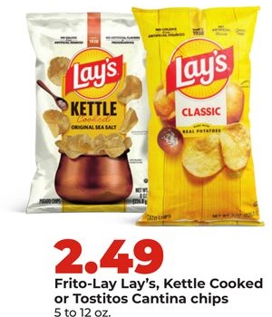 Frito-Lay Lay's, Kettle Cooked or Tostitos Cantina chips