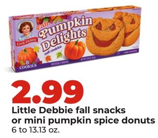 Little Debbie fall snacks or mini pumpkin spice donuts