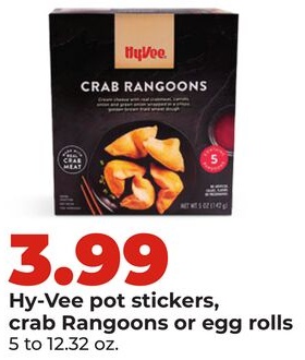 Hy-Vee pot stickers, crab Rangoons or egg rolls