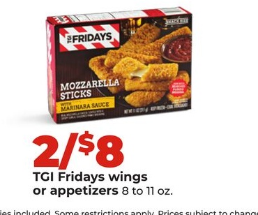 TGI Fridays wings or appetizers
