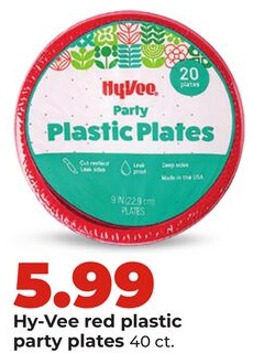 Hy-Vee red plastic party plates