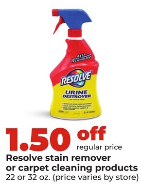 Resolve stain remover or carpet cleaning products