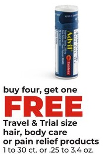 Travel & Trial size hair, body care or pain relief products
