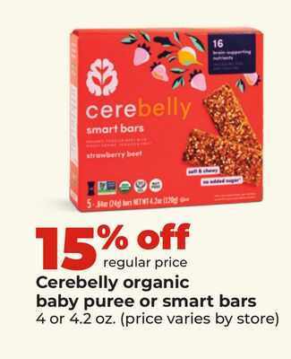 Cerebelly organic baby puree or smart bars