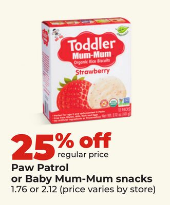 Paw Patrol or Baby Mum-Mum snacks