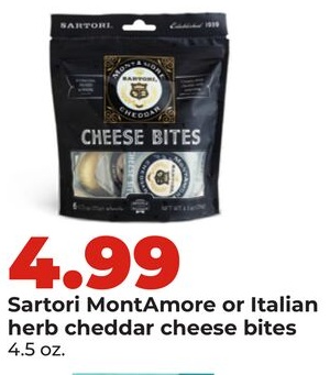 Sartori MontAmore or Italian herb cheddar cheese bites