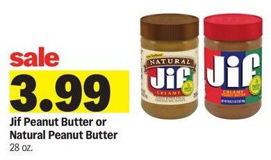 Jif Peanut Butter or Natural Peanut Butter
