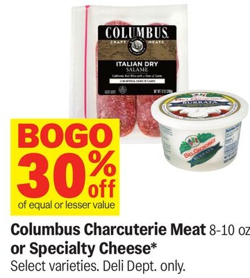 Columbus Charcuterie Meat 8-10 oz. or Specialty Cheese*