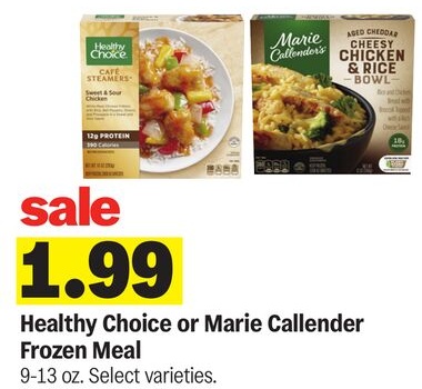 Healthy Choice or Marie Callender Frozen Meal