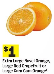 Extra Large Navel Orange, Large Red Grapefruit or Large Cara Cara Orange*