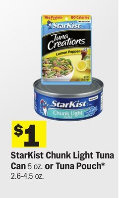StarKist Chunk Light Tuna Can 5 oz. or Tuna Pouch* 2.6-4.5 oz.