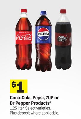Coca-Cola, Pepsi, 7UP or Dr Pepper Products*