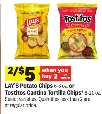 LAY'S Potato Chips or Tostitos Cantina Tortilla Chips*