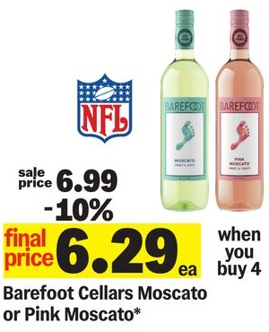 Barefoot Cellars Moscato or Pink Moscato*