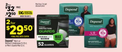 Depend® Men's Underwear or Men's Guards