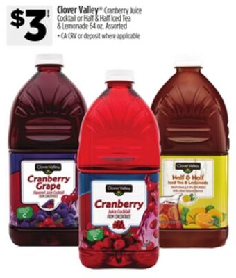 Clover Valley™ Cranberry Juice Cocktail or Half & Half Iced Tea & Lemonade