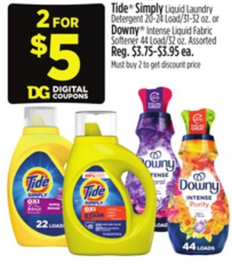 Tide®SimplyLiquid Laundry Detergent 20-24 Load/31-32 oz. or Downy® Intense Liquid Fabric Softener 44 Load/32 oz. Assorted