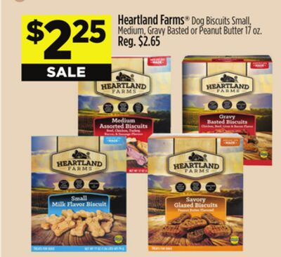 Heartland Farms® Dog Biscuits Small, Medium, Gravy Basted or Peanut Butter