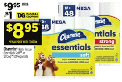 Charmin® Bath Tissue Essentials Soft™ or Strong™ 12 Mega rolls