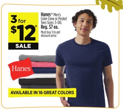 Hanes®Men's Color Crew or Pocket