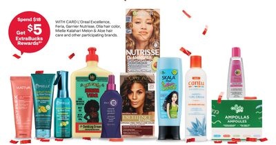 L'Oreal Excellence, Feria, Garnier Nutrisse, Olia hair color, Mielle Kalahari Melon & Aloe hair care and other participating brands