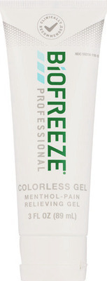 Biofreeze Professional gel, roll- on 2.5-3 oz, spray 4 oz, pump 16 oz, Triple Target gel 3 oz or Ultraflex patch 4 ct.