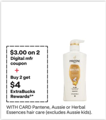 Pantene, Aussie or Herbal Essences hair care (excludes Aussie kids)