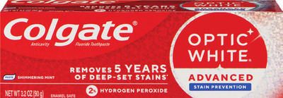 Colgate Optic White Advanced 3.2 oz, Charcoal, Purple, Sensitive 3.8-4.2 oz, Total 3 oz or hello adult toothpaste
