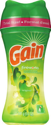 Gain liquid 46 oz, fabric softener 44 oz, flings! 14-16 ct. or fireworks 5 oz.