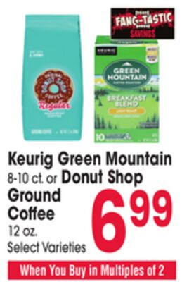 Keurig Green Mountain 8-10 ct. or Donut Shop Ground Coffee 12 oz