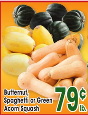 Butternut, Spaghetti or Green Acorn Squash