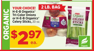 H-E-B Organics® Tri-Color Onions or H-E-B Organics® Celery Sticks