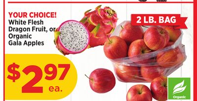 White Flesh Dragon Fruit, or Organic Gala Apples