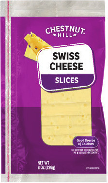 Chestnut Hill Swiss or Cheddar Cheese Slices 8 oz. or American Cheese Singles .66 oz., 16 ct.