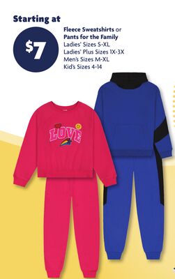 Fleece Sweatshirts or Pants for the Family